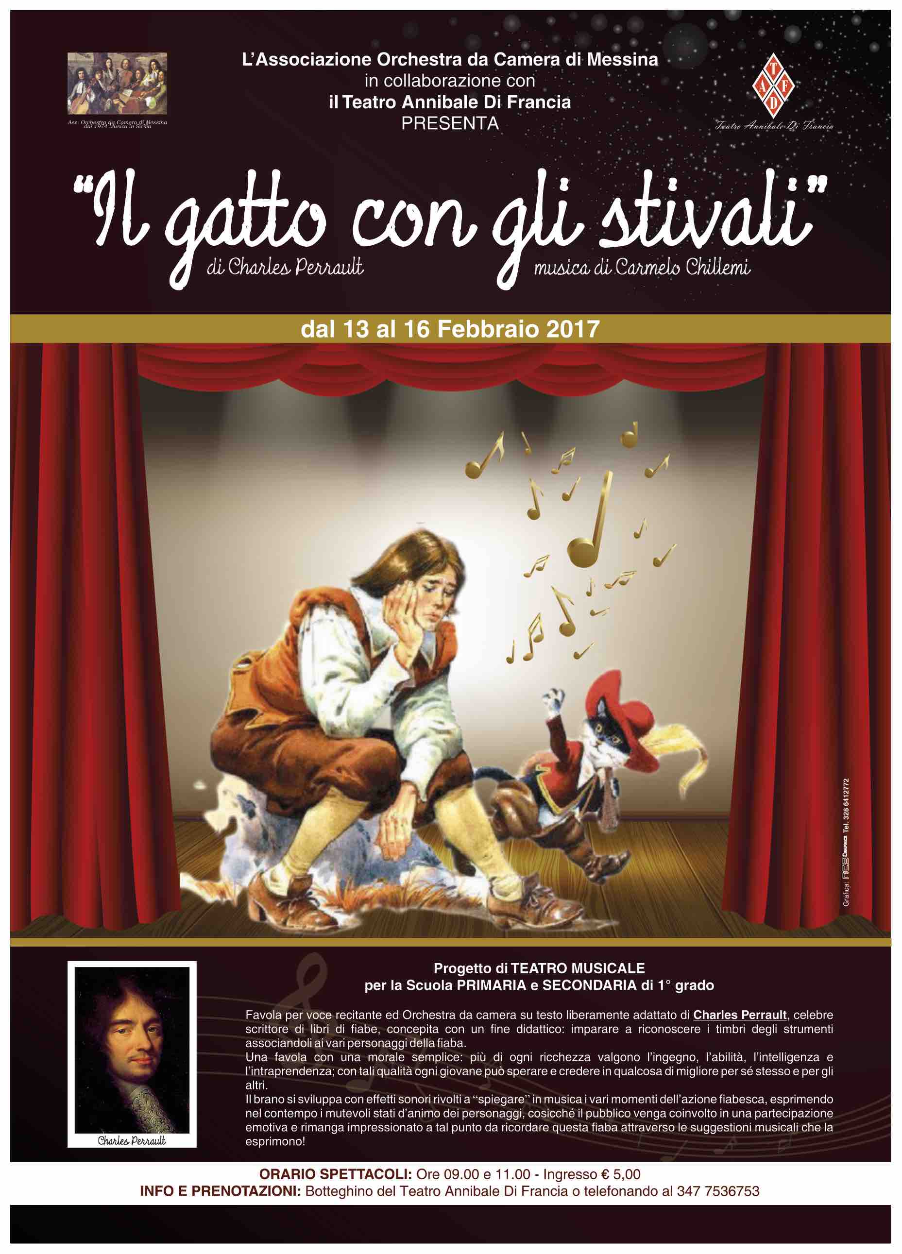 Locandina A3 — Il Gatto con gli Stivali, Teatro Annibale Di Francia, 13-16 febbraio 2017
